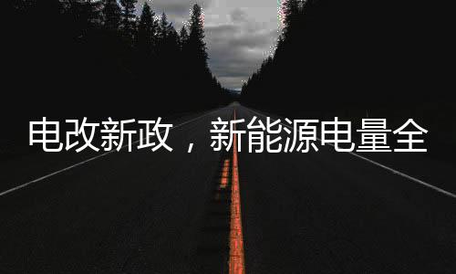 電改新政，新能源電量全面參與競爭
