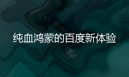 純血鴻蒙的百度新體驗