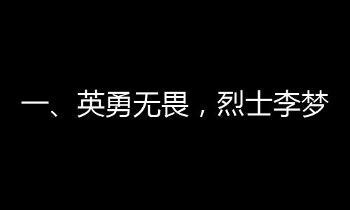 一、英勇無畏，烈士李夢豪的壯麗人生篇章