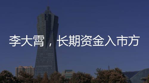 李大霄，長期資金入市方案是特大利好